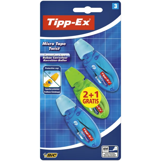 Tipp-ex Correctietape Tipp-Ex micro twist 5mmx8m blister 2+1 gratis