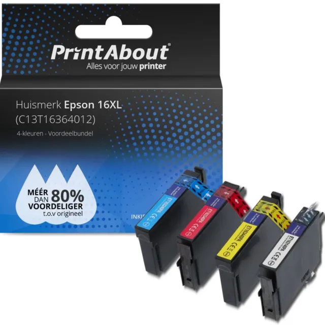 PrintAbout Inktcartridge / Alternatief voor de Epson T1631 / 4 Kleuren 4-kleuren