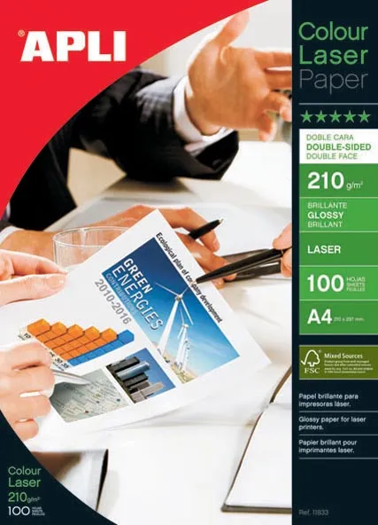 Apli fotopapier Colour Laser ft A4, 210 g, pak van 100 vel wit