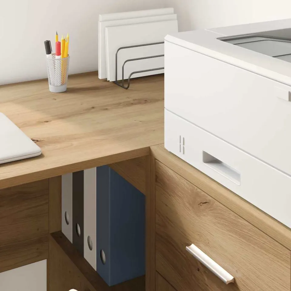 vidaXL Bureau Artisan Eiken 102 x 50 x 75 cm Bewerkt hout, foto 4