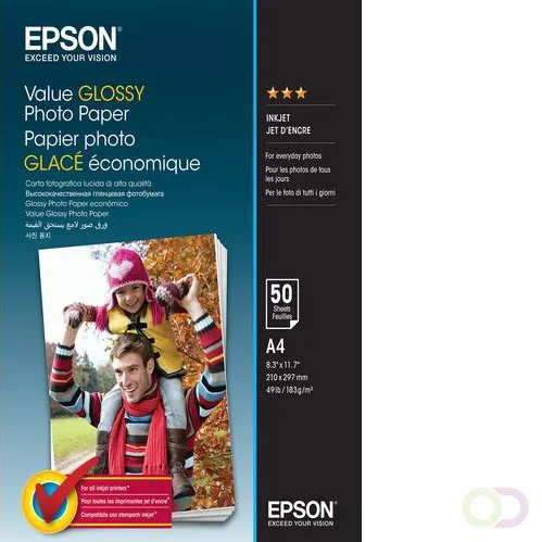 Epson Value Glossy Photo Paper - A4 - 50 Vellen (C13S400036)