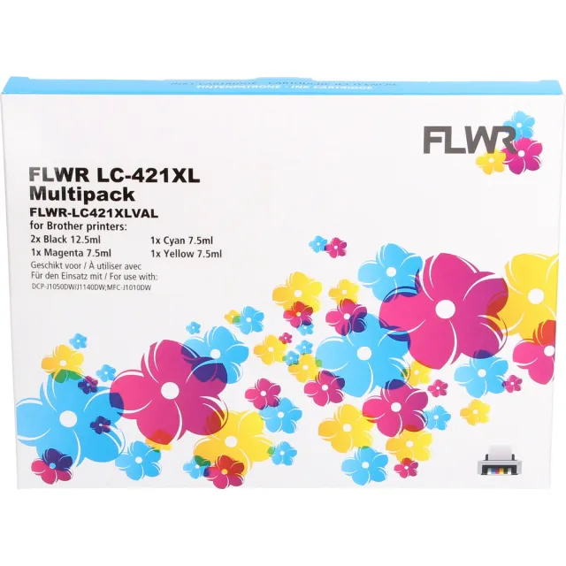 FLWR Cartridges / Brother LC-421XL Multipack / zwart en kleur / Geschikt voor Brother