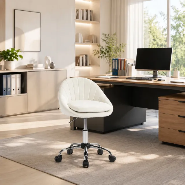 Welltin Bureaustoel - Draaibare bureaustoel - Make-upstoel - Computerstoel - Ergonomische Bureaustoel - Met rugleuning - Ontspanningsstoel - Beige