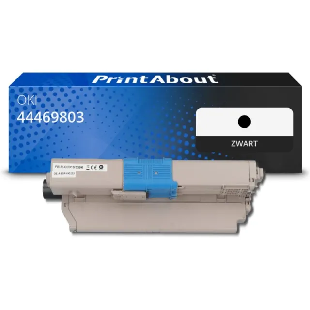 PrintAbout huismerk Toner 44469803 Zwart Geschikt voor OKI
