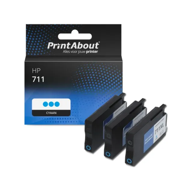 PrintAbout huismerk Inktcartridge 711 (CZ134A) Cyaan Multipack Geschikt voor HP