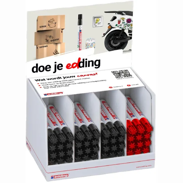 Edding permanent marker 3000, zwart en rood, display van 48 stuks