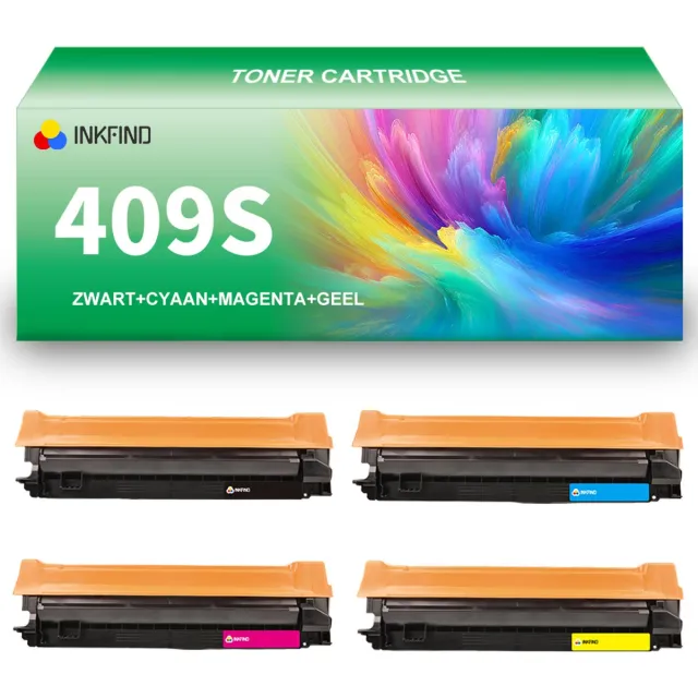 INKFIND 409S Zwart/Cyaan/Magenta/Geel tonercartridge compatibel met Samsung CLT-K4092S/C4092S/M4092S/Y4092S geschikt voor Samsung CLP-310/CLP-310N/CLP-315/CLP-315W/CLX-3170FN/CLX-3175 - 4-pack BKCMY Zwart x 1, Cyaan x 1, Magenta x 1, Geel x 1