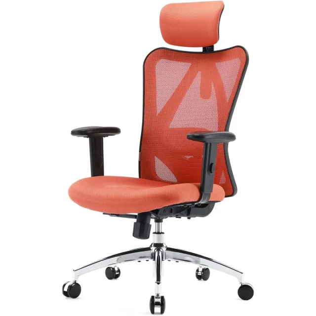 Ayangoods Ergonomische Bureaustoel met Hoogteverstelling en Kantelfunctie - Rugvriendelijk Design rood