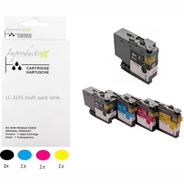 Improducts Inkt cartridges - Alternatief Brother LC3235 / LC-3235 / 3235 5 Stuks Multicolor - Zwart (2x), Cyaan, Magenta, Geel