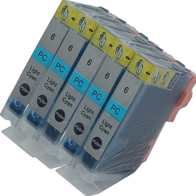 KATRIZ huismerk inkt Canon BCI-6 Licht Cyaan| voor Canon Pixma IP 6600 D/Pixma IP 6700 D/Pixma MP 950/Pixma MP 960/Pixma MP 970/Pixma Pro 9000/Pixma Pro 9000 Mark II | 5 stuks