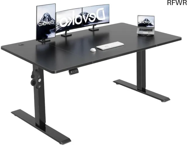 RFWR Elektrisch Verstelbaar Bureau 160x70cm - Hoogte Verstelbaar Computerbureau met Geheugenfunctie - Zwart