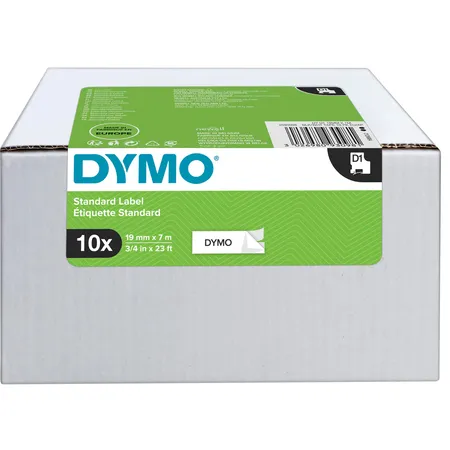 Dymo Labeltape Dymo LabelManager D1 polyester 19mm zwart op wit 10 stuks