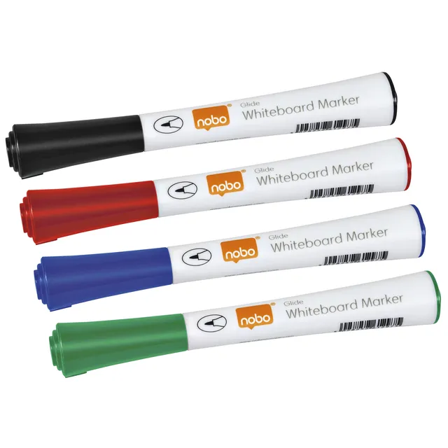Nobo Whiteboardmarker Nobo Glide rond assorti 1mm 4st blauw