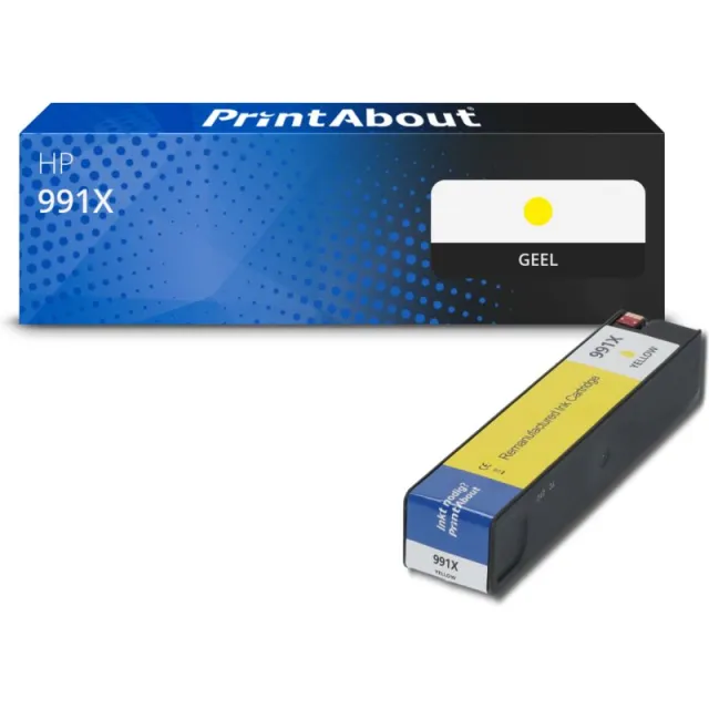 PrintAbout huismerk Inktcartridge 991X (M0J98AE) Geel Hoge capaciteit Geschikt voor HP