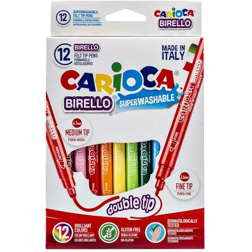 Carioca Viltstift Carioca Birello dubbelpunters assorti set à 12 stuks