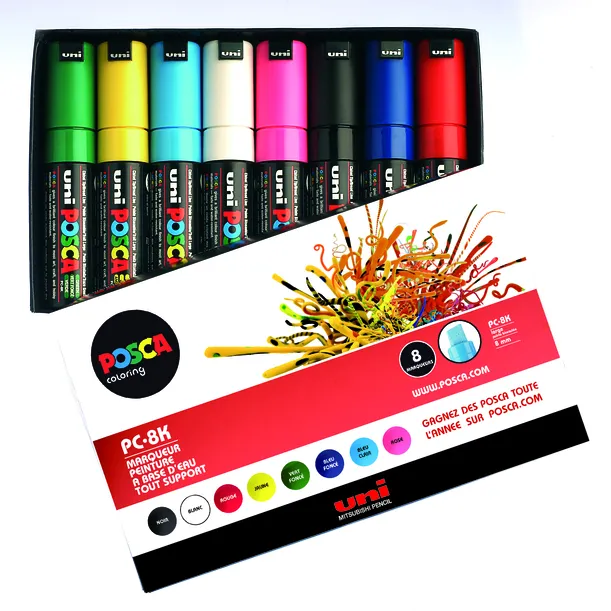 Posca Paintmarker Uni POSCA PC8K breed schuin assorti set à 8 stuks