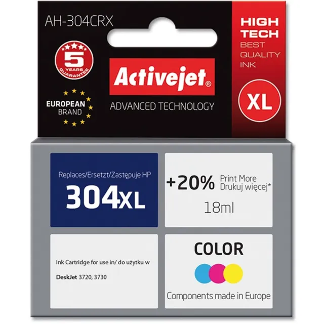 ActiveJet AH-304CRX inkt (vervanging HP 304XL N9K07AE; Premium; 18 ml; kleur) Zwart