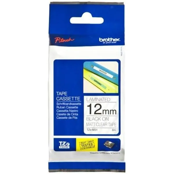 Brother TZe-M31 Tape Zwart op transparant (12 mm)