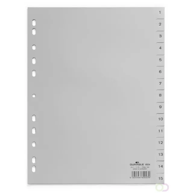 Durable Tabbladen A4 15-delig bedrukte tabs 1-15 en voorblad PP