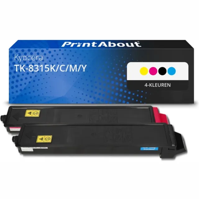PrintAbout huismerk Toner TK-8315K/C/M/Y 4-kleuren Multipack geschikt voor Kyocera