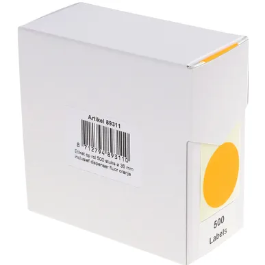 Etiket Rillprint 35mm op rol fluor oranje 500 stuks