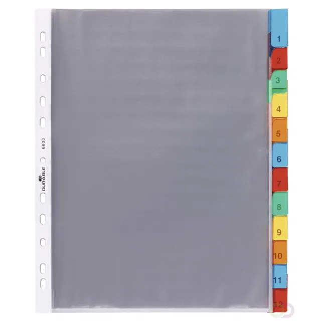 Durable Hoes met tabs A4 12-delig met gekleurde tabs gelast