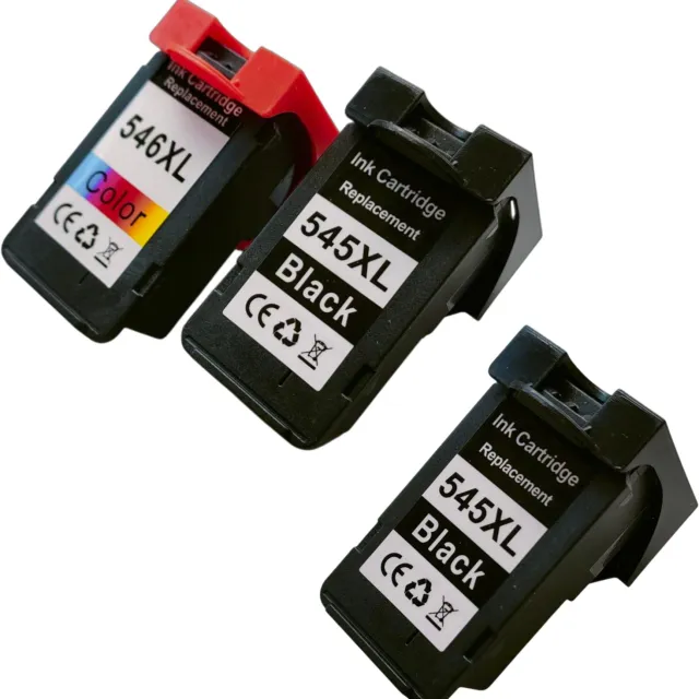 KATRIZ huismerk inkt voor Canon 2x PG545XL Zwart, 1x CL546XL kleur|Geschikt printer Canon Pixma IP 2850/ MG 2450/ MG 2455/ MG 2550/ MG 2550 S/ MG 2555/ MG 2555 S/ MG 2900/ MG 2950/ MG 2950 S/ MG 3050/ MG 3051/ MG 3052/ MG 3053 Zwart, Kleur