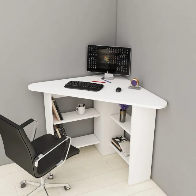 Skye Decor Stijlvol Bureau - Wit Melamine - 80x73,8x80cm - Perfect voor Thuis & Kantoor