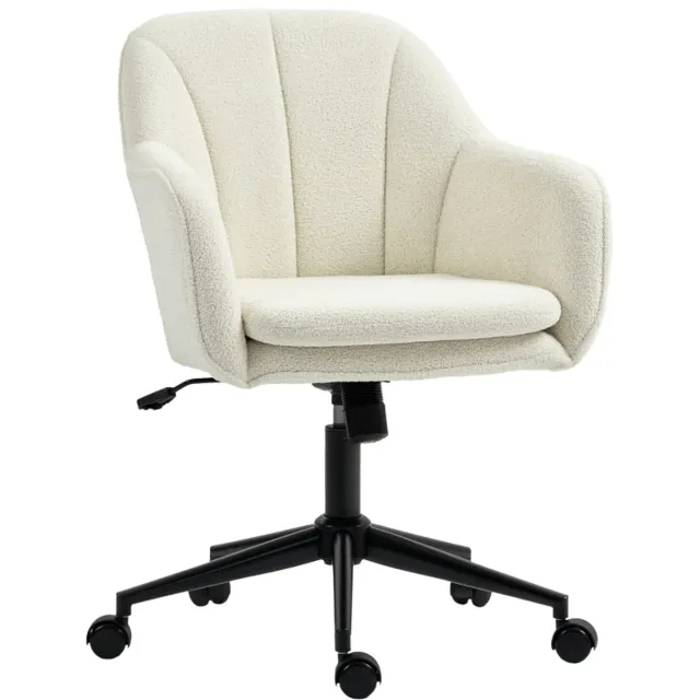 Clruro Bureaustoel - Draaibaar met Gewelfde Rugleuning voor Slaap- en Woonkamer - Fluweellook Stof - Beige