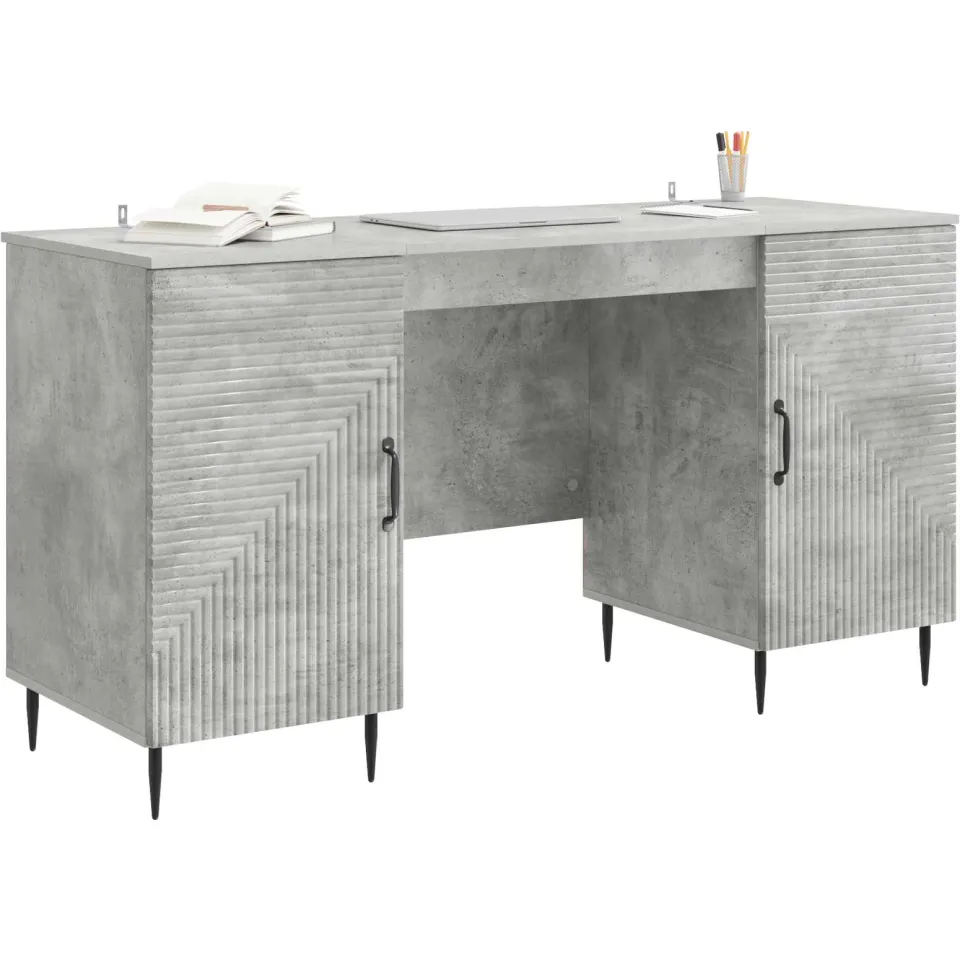 vidaXL Bureau Betongrijs 142,5 x 50 x 75 cm Bewerkt hout