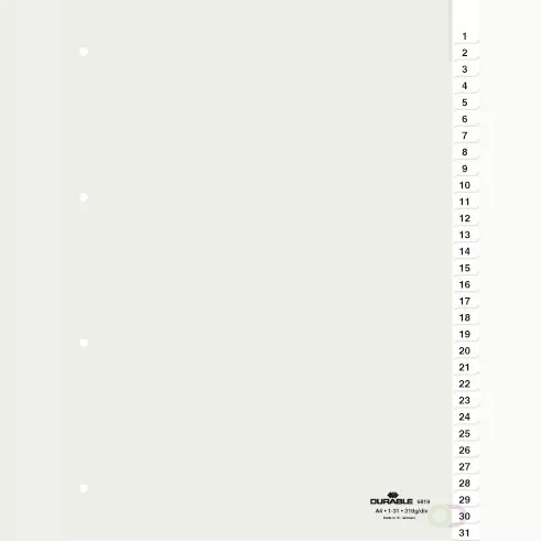 Durable Tabbladen A4 31-delig gelaste tabs 1-31 en voorblad, 80x80x80 mm