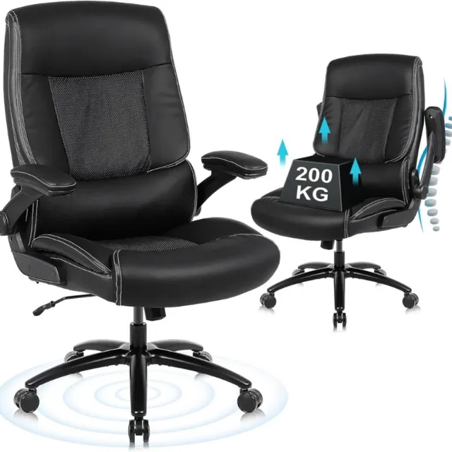 Thuys Bureaustoel 200kg – Ergonomische Zware Personen Office Chair – Verstelbare Hoogte En Rugleuning