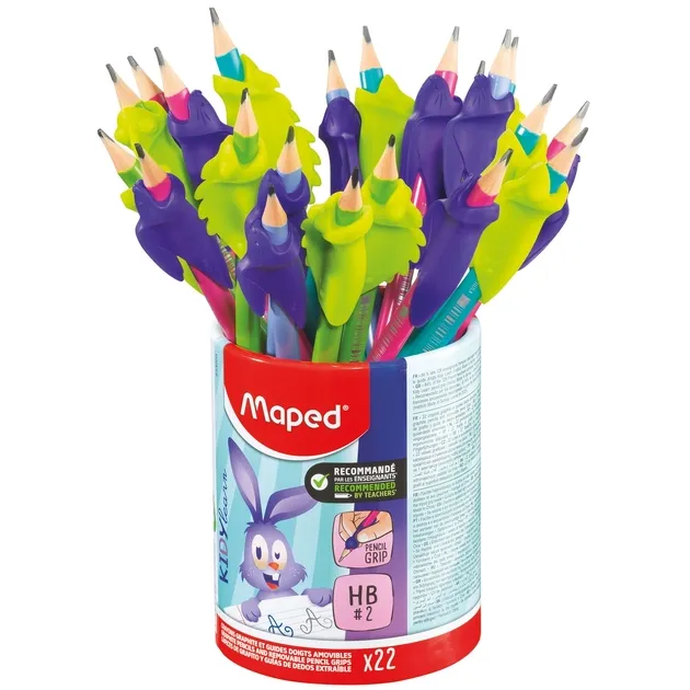 Maped Potlood Maped Kidy Learn met gum en vingerhulp assorti pot à 22 stuks