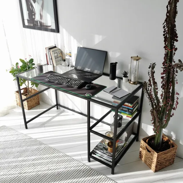Skye Decor , Bureau, Master Çalışma Masası / 130x60cm M101, Gehard glas, Zwart, 130 x 60 x 75 cm Black