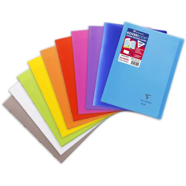 Clairefontaine schrift Koverbook voor ft A4, 96 bladzijden, kaft in PP, seyès, geassorteerde kleuren