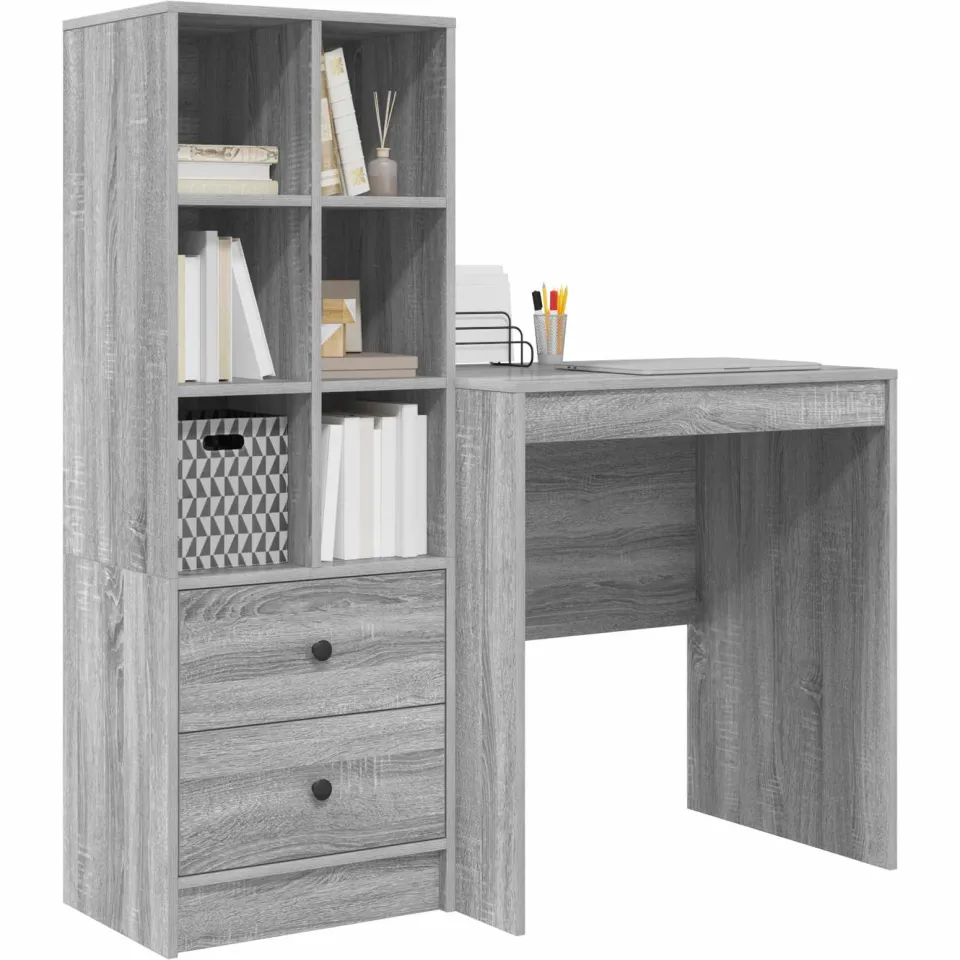 vidaXL Bureau Grijs Sonoma 115,5 x 50 x 127 cm 2 st