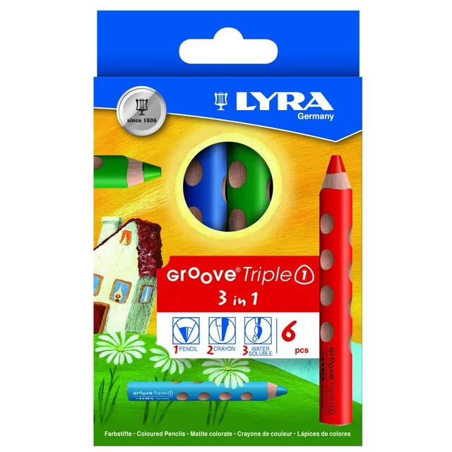 Lyra Kleurpotlood LYRA Groove Triple One extra dik set à 6 kleuren