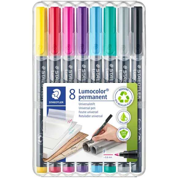 Staedtler Viltstift Staedtler Lumocolor 318 permanent F set à 8 kleuren