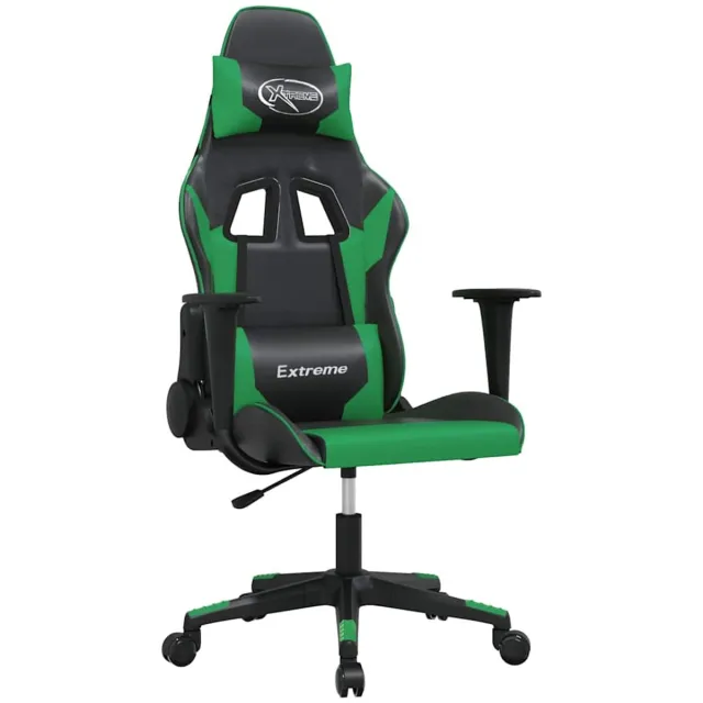 vidaXL Gamestoel - kunstleer - zwart - en - groen zwart en groen
