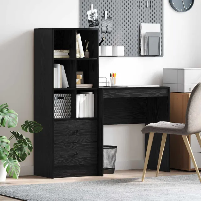 vidaXL Bureau Zwart Eiken 115,5 x 40 x 127 cm 2 st, foto 2