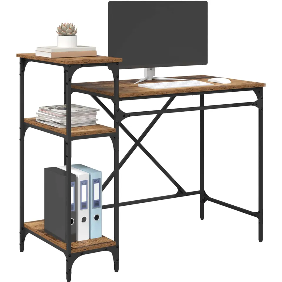 vidaXL Bureau Oud Hout Bewerkt hout 105 x 50 x 90 cm Bruin