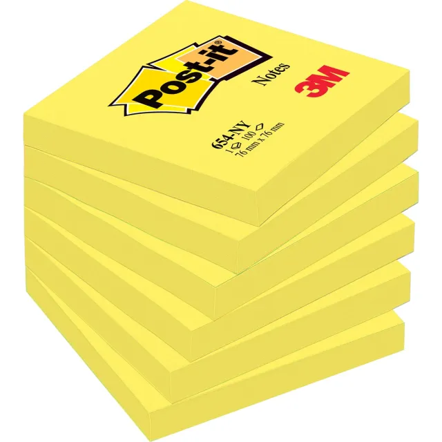 Post-It Notes , 100 vel, ft 76 x 76 mm, neongeel