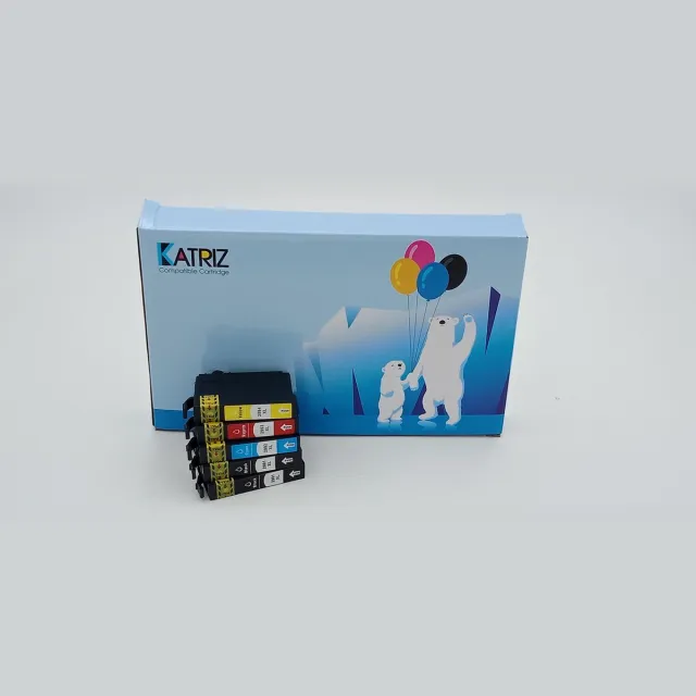 KATRIZ huismerk inkt voor Epson 2x T2991XL Zwart + 1x T2992XL Cyaan + 1x T2993XL Magenta + 1x T2994XL Geel | XP 235 / XP 245 / XP 247 / XP 332 / XP 335 / XP 342 / /XP 345 / XP 432 / XP 435 / XP 442 / XP 445 | (5stuks) | Met chip Zwart, Cyaan, Magenta, Geel