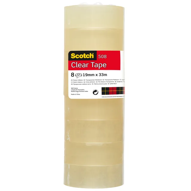 Scotch Plakband Scotch 508 19mmx33m transparant 8 rollen