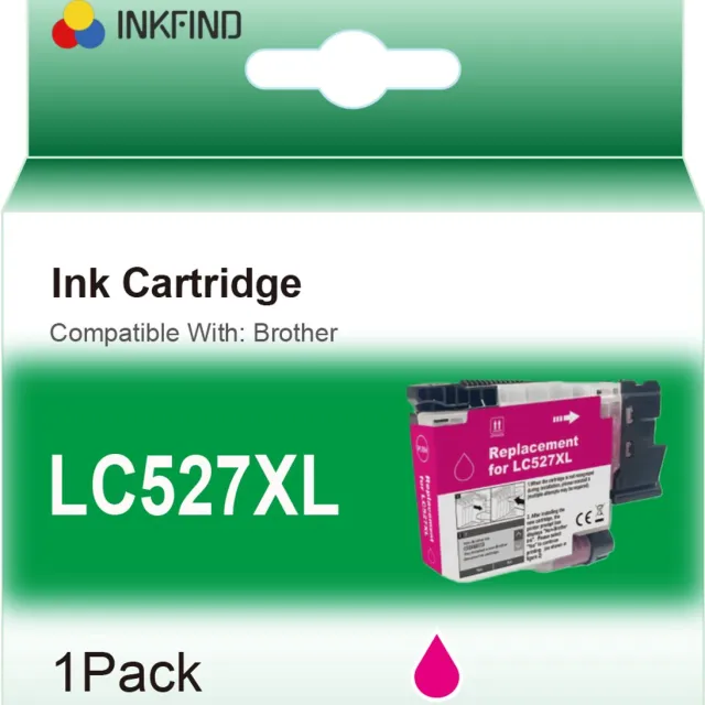 INKFIND LC527XL Magenta inktcartridge compatibel met Brother LC527XL LC-527XL Magenta geschikt voor Brother MFC-J4350DW/J4550DW - 1-pack Magenta Magenta x 1