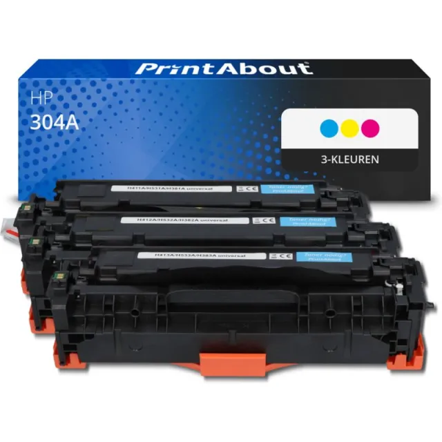 PrintAbout huismerk Toner 304A (CF372AM) 3-kleuren Multipack Geschikt voor HP