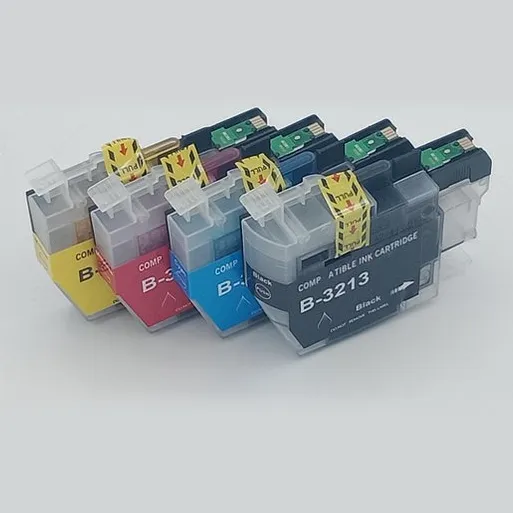 KATRIZ huismerk inkt voor|Brother LC3213XL zwart+ LC3213XL Cyaan + LC3213XL Magenta +LC3213XL Yellow | (4stuks) - Met chip Zwart, Cyaan, Magenta, Geel