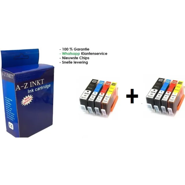 AtotZinkt premium huismerk Inkt cartridges Geschikt voor HP 364XL / 364 | Multipack van 8 stuks Geschikt voor HP Photosmart 5510 - 5514 - 5515 - 5520 - 5522 - 5524 - 5525 - 6510 - 6520 ,6525 - 7510 - 7520 - B109n - B110 - B209a - B210 - B8550 - C5380