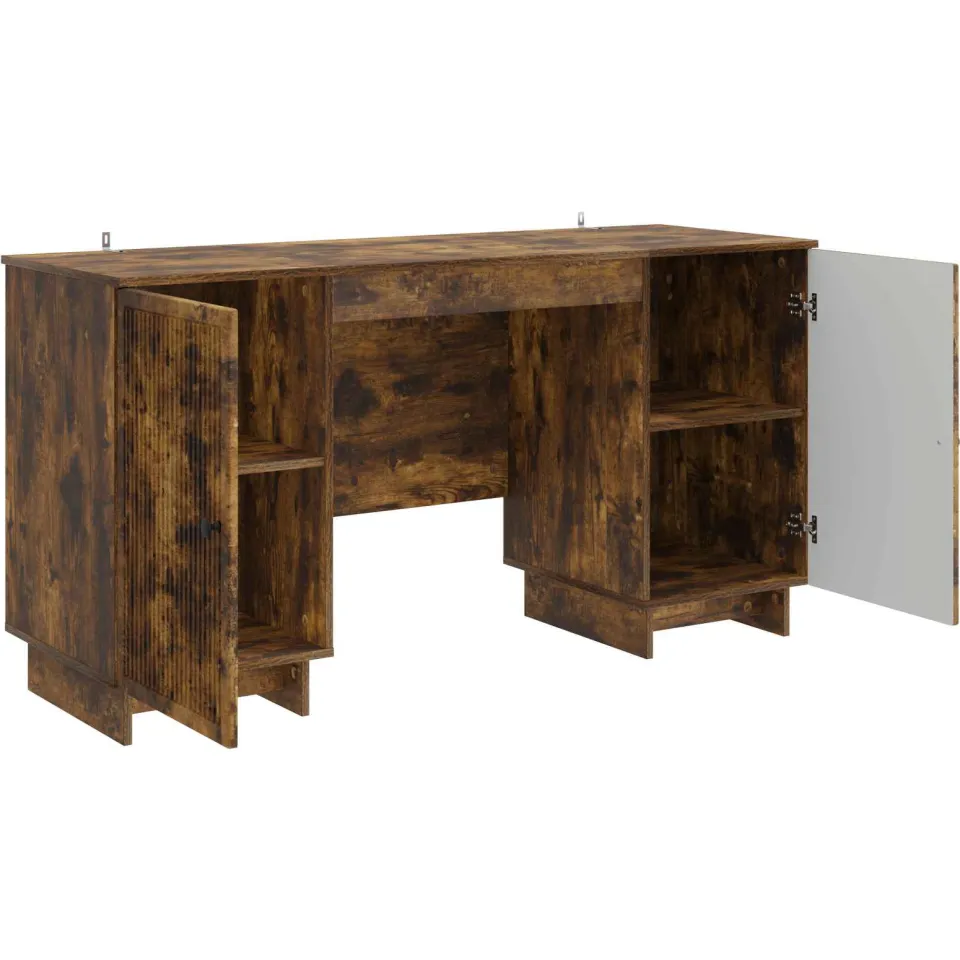 vidaXL Bureau Gerookt eiken Bewerkt hout 142,5 x 50 x 75 cm, foto 3