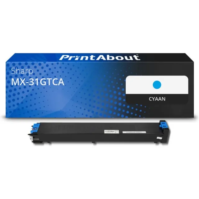 PrintAbout huismerk Toner MX-31GTCA Cyaan geschikt voor Sharp